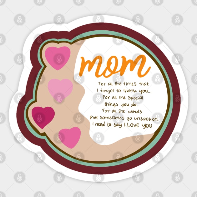 Mom  I love you Sticker by gerasute